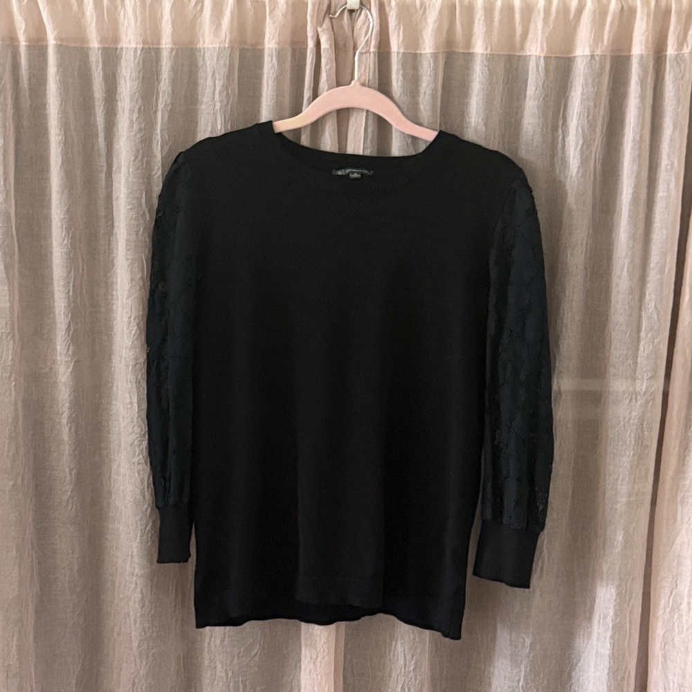 Adrianna Papell Black Sweater with Lace Sleeves